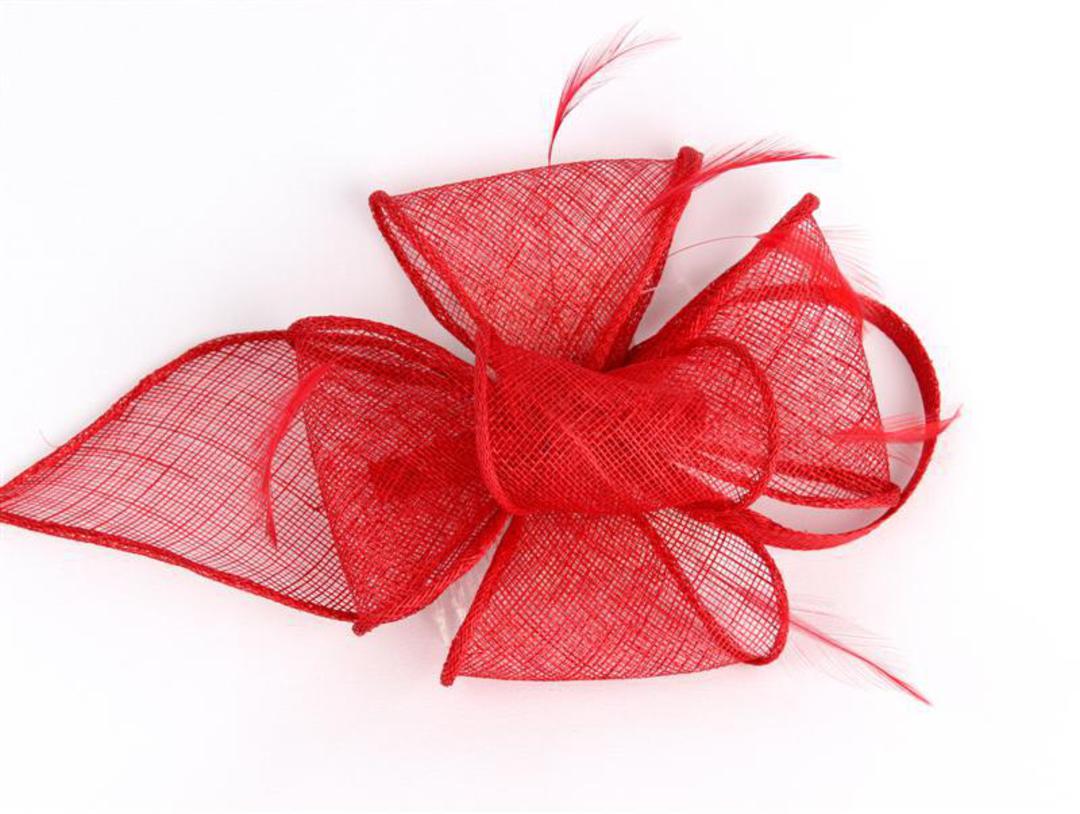 Fascinator sinamay and feather with comb red Code:HS/1299 image 0